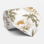 白い牡丹のネックタイ ネクタイ (ロール)