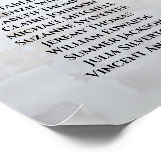 白い牡丹のハート4結婚テーブルの座席表 ポスター (角)