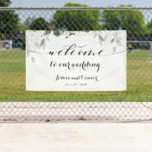 白い牡丹の緑が我々の結婚に歓迎 横断幕 (インサイチュ)