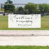 白い牡丹の緑が私たち結婚の2x6'へようこそ 横断幕 (インサイチュ)