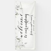 白い牡丹の緑が私たち結婚の2x6'へようこそ 横断幕 (縦)