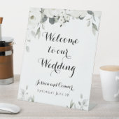 白い牡丹の緑結婚のカスタム歓迎サイン 台座サイン (インサイチュ)
