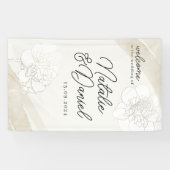 白い牡丹の花の結婚式看板 横断幕 (横)