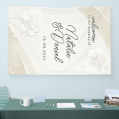 白い牡丹の花の結婚式看板 横断幕 (トレードショー)