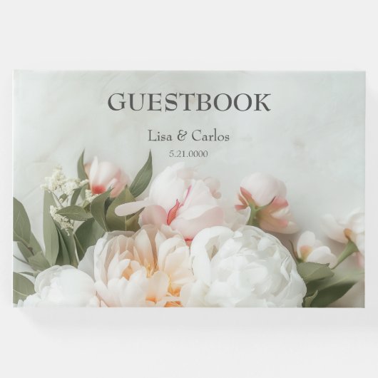 白い牡丹の花束（レース付） ゲストブック (正面)