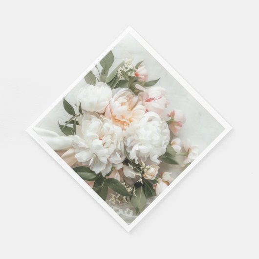 白い牡丹の花束（レース付） スタンダードランチョンナプキン (角)