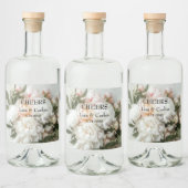 白い牡丹の花束（レース付） リキュールボトルラベル (ボトル)