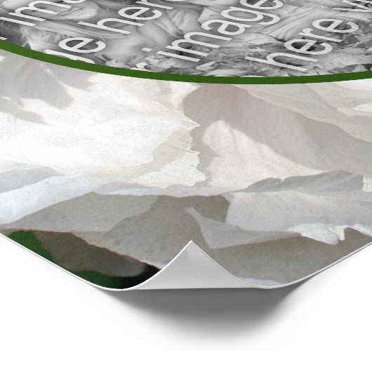 白い牡丹の花枠自分の写真を作成 ポスター (角)