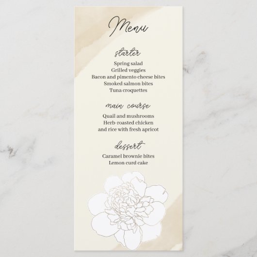 白い牡丹の花結婚のメニュー メニュー (正面)