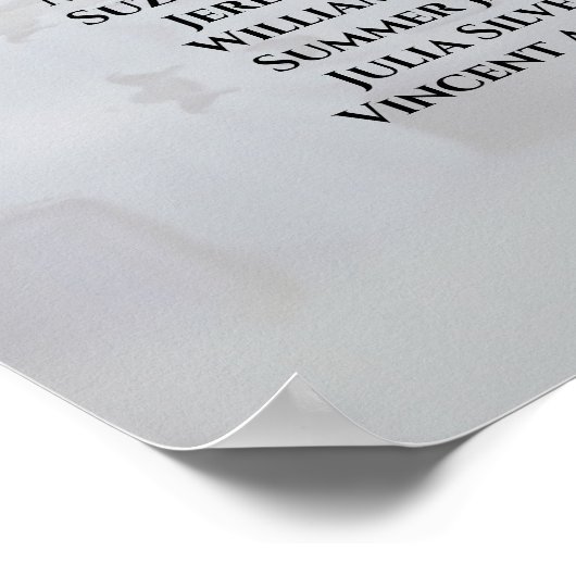 白い牡丹の花9テーブル結婚の座席表 ポスター (角)