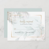 白い牡丹の葉のヒント エンクロージャーカード (正面/裏面)