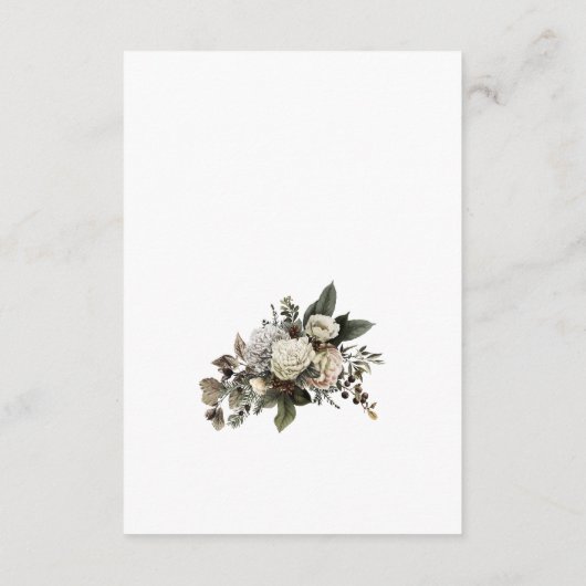 白い牡丹エレガントの冬の結婚式を望む エンクロージャーカード (裏面)