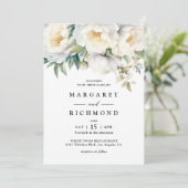 白い牡丹エレガントフローラ水の色結婚の 招待状 (スタンド正面)