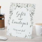 白い牡丹シルバーグリーン2ギフト&封筒 台座サイン (インサイチュ)