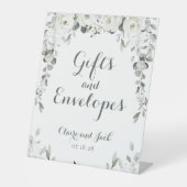 白い牡丹シルバーグリーン2ギフト&封筒 台座サイン (正面)