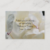 白い牡丹パーソナライズされた結婚の花 プレイスカード (裏面)