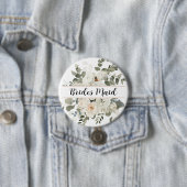 白い牡丹フランスのと緑のフローラモノグラム 缶バッジ (インサイチュ)