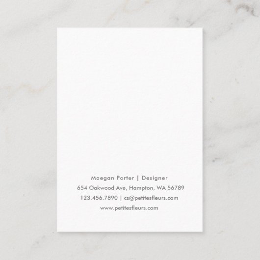 白い牡丹モダンフローラヘアクリップ表示カード コーリングカード (裏面)