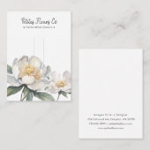 白い牡丹モダンフローラヘアクリップ表示カード コーリングカード (正面/裏面)