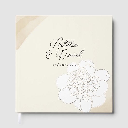 白い牡丹結婚の花 ゲストブック (正面)