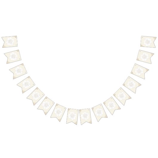 白い牡丹結婚の花 バンティングフラッグ (全)