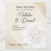 白い牡丹結婚の花 ワインラベル (シングルラベル)