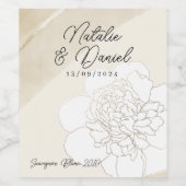 白い牡丹結婚の花 ワインラベル (シングルラベル)