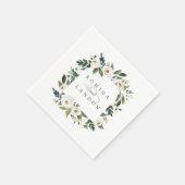 白い牡丹 |パーソナライズされたフローラフレ結婚ーム スタンダードカクテルナプキン (角)