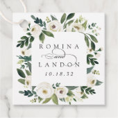 白い牡丹 |パーソナライズされたフローラフレ結婚ーム フェイバータグ (正面)