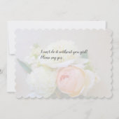 白い牡丹、ピンクのバラの花嫁招待状 案内状 (裏面)
