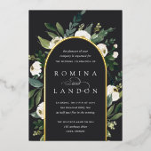 白い牡丹 |フローラアー結婚チ 箔招待状 (正面)