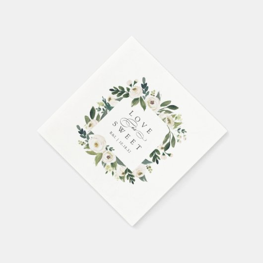 白い牡丹 |フローラフレーム「愛は甘い」結婚の スタンダードカクテルナプキン (角)