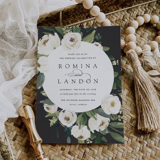 白い牡丹 |ラウンドフローラフレ結婚ーム 招待状