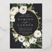 白い牡丹 |ラウンドフローラフレ結婚ーム 箔招待状 (正面)