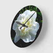 白い牡丹 ラウンド壁時計 (傾斜)