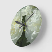 白い牡丹 ラウンド壁時計 (傾斜)