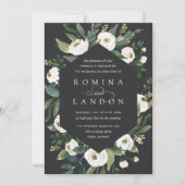 白い牡丹 |幾何学的フローラフレ結婚ーム 招待状 (正面)