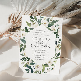 白い牡丹 |幾何学的フローラフレ結婚ーム 招待状