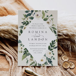 白い牡丹 |幾何学的フローラフレ結婚ーム 招待状