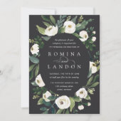 白い牡丹 |楕円フレームフローラ結婚ズ 招待状 (正面)