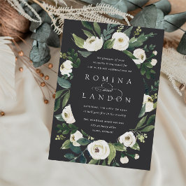 白い牡丹 |楕円フレームフローラ結婚ズ 招待状