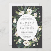 白い牡丹 |楕円フレームフローラ結婚ズ 招待状 (正面)