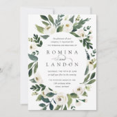 白い牡丹 |楕円フレームフローラ結婚ズ 招待状 (正面)