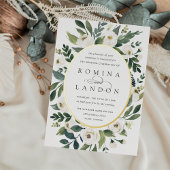 白い牡丹 |楕円フレームフローラ結婚ズ 箔招待状