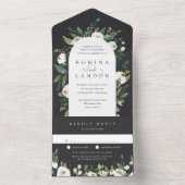 白い牡丹 |水彩フローラアー結婚チ オールインワン招待状 (内側)