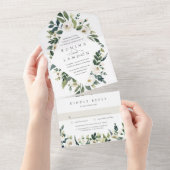 白い牡丹 |水彩フローラフレ結婚ーム オールインワン招待状 (貼ってはがせる)