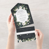 白い牡丹 |水彩フローラフレ結婚ーム オールインワン招待状 (貼ってはがせる)