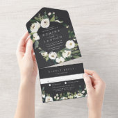 白い牡丹 |水彩フローラフレ結婚ーム オールインワン招待状 (貼ってはがせる)