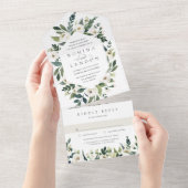 白い牡丹 |水彩フローラフレ結婚ーム オールインワン招待状 (貼ってはがせる)