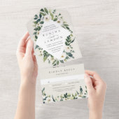 白い牡丹 |水彩フローラフレ結婚ーム オールインワン招待状 (貼ってはがせる)